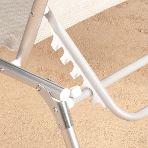 Aktive Espreguiçadeira de praia multiposições 186x49x30 cm bege com guarda-sol e almofada