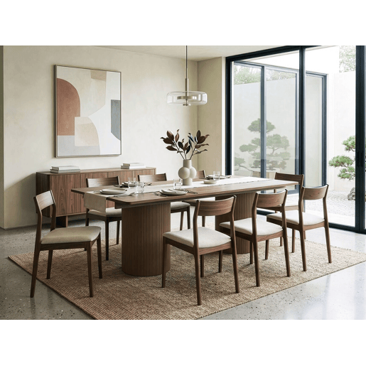 Mesa de jantar oval de madeira Zénith - 180 cm - Assentos 8 - Castanho
