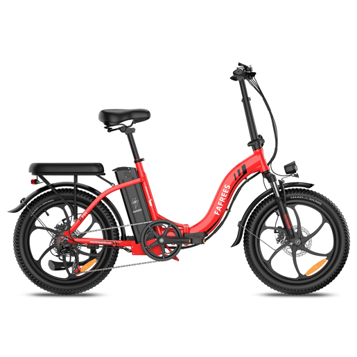FAFREES F20 E-bike - Motor 250W, Bateria 36V18Ah, Travão a disco mecânico, 20, - Vermelha