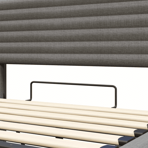 Cama estofada 140x200 cm - com função de carregamento USB Tipo-C, iluminação LED, armazenamento hidráulico, compartimento Flip-Top, sem colchão, controlo por botãoaplicação - Cinza