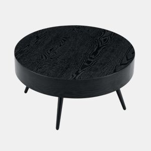 Mesa de café redonda 70 cm - Design minimalista, pernas de metal - Preto