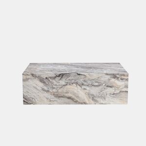 Mesa de café 90×50×30 cm - Textura imitação mármore, sem montagem - Cinza