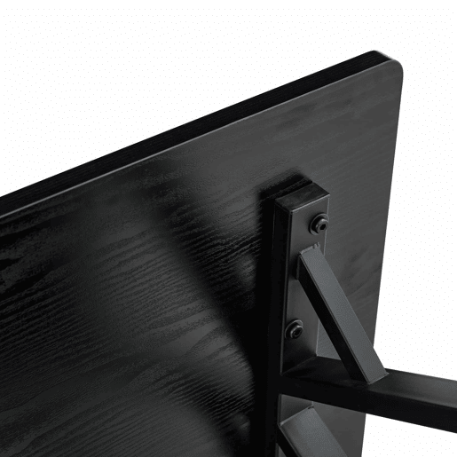 Mesa de centro 110 x 57 x 44,5 cm - estilo industrial com prateleira de arrumação, acabamento em madeira preta e estrutura metálica - preta