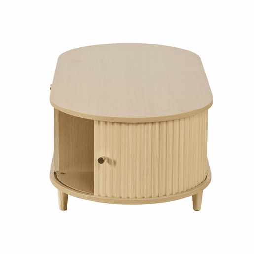 Mesa de centro 100x50x36 cm - com gaveta e porta deslizante, mesa de café para sala com 4 pés de apoio - cor carvalho