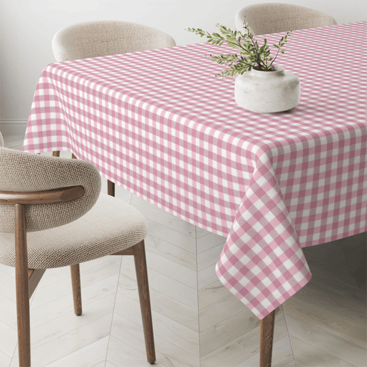 Toalha de mesa Vichy Rosa Teflon Pronta 200x140cm Donegal Collections