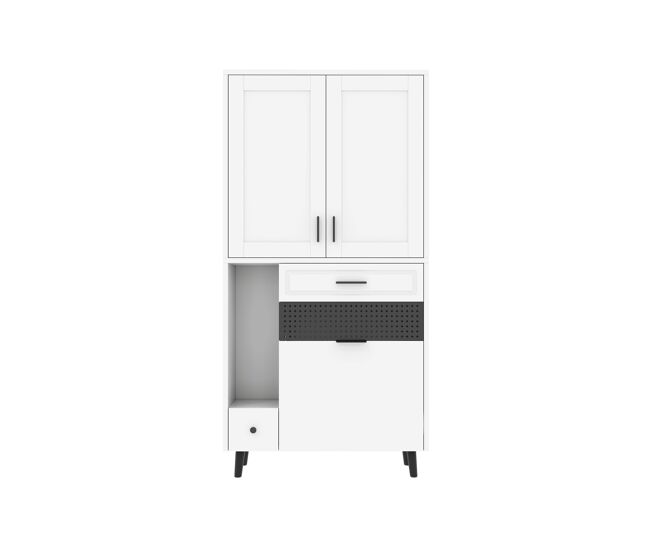 Armario multifuncional para gatos - compartimentos, estantes móviles, cajones y zona cama - blanco