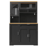 Armário alto LED 104x40x180 cm - Vitrine moderna para cozinha e sala - Preto