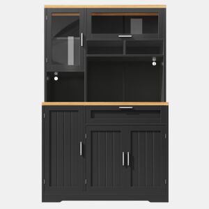 Armário alto LED 104x40x180 cm - Vitrine moderna para cozinha e sala - Preto