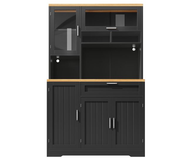 Armario alto led 104x40x180 cm - vitrina moderna para cocina y salón - negro