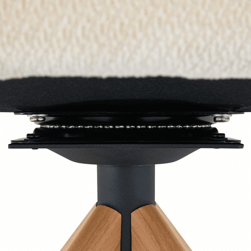 Conjunto de 2 cadeiras giratórias retro de luxo - Estrutura em tecido creme, pés em madeira, encosto curvo, rotação silenciosa de 360° - Branco, Madeira