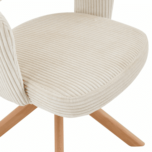 Conjunto de 2 cadeiras Retro-Luxo - Cadeiras com cordão e estrutura em madeira maciça, rotação silenciosa de 360° e encosto curvo - Branco, Madeira