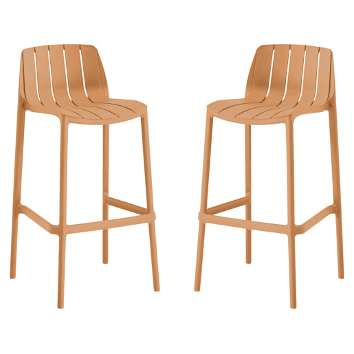 Conjunto de 2 cadeiras altas de jardim empilháveis > - Laranja Conjunto de 2 cadeiras altas de jardim empilháveis > - Laranja