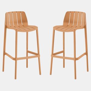 Conjunto de 2 cadeiras altas de jardim empilháveis > - Laranja