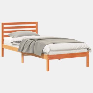 Estrutura de cama de solteiro com cabeceira - Marrom Cera 100 x 220 cm