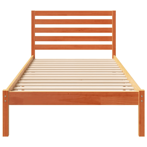 Estrutura de cama de solteiro com cabeceira - Marrom Cera 100 x 220 cm
