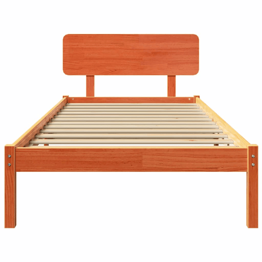 Estrutura de cama de solteiro moderno com cabeceira - Marrom Cera 90 x 190 cm