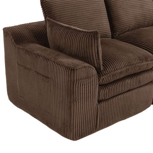 Sofá modular de 4 lugares com 2 pufes - inclui almofadas e 2 bolsos laterais, espuma de 3 camadas + molas para um retorno rápido - cor castanha