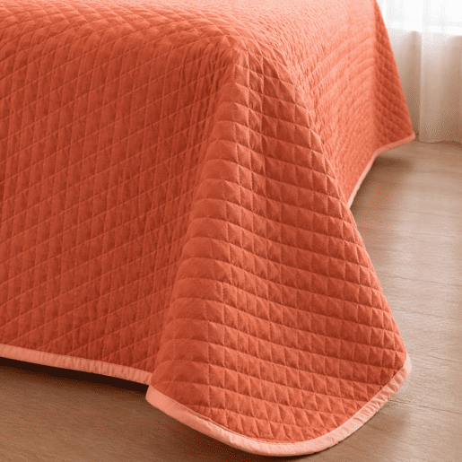 Colcha Reversível Bicolor TelhaCoral Cama 105cm Donegal Collections