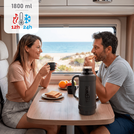 Thermos Garrafa térmica com parede dupla isolada cinzenta 1,8 L