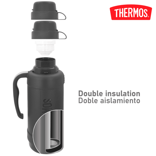 Thermos Garrafa térmica com parede dupla isolada cinzenta 1,8 L