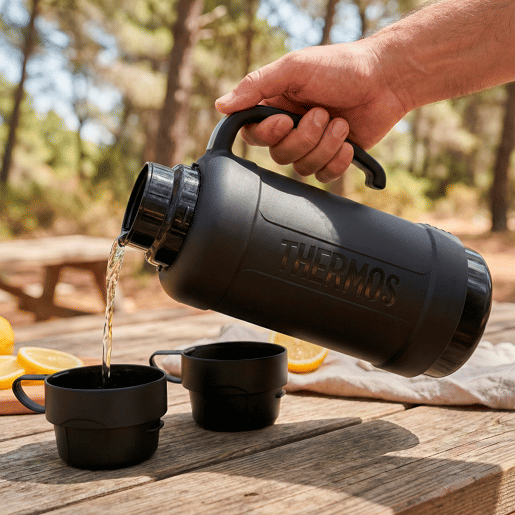 Thermos Garrafa térmica com parede dupla isolada cinzenta 1,8 L