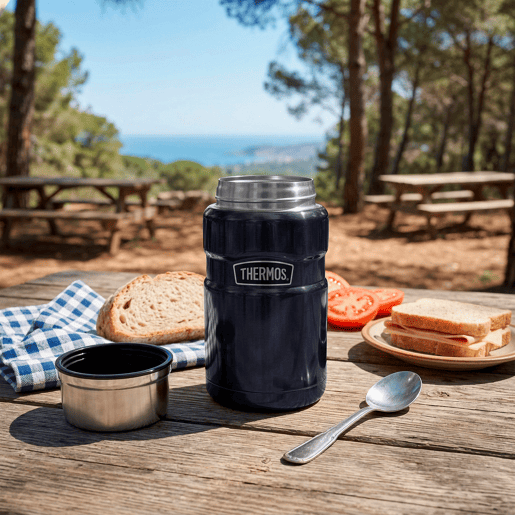 Garrafa térmica para alimentos Thermos 710 ml em aço inoxidável azul metalizado