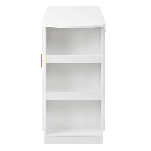 Mesa de bar moderna extensível 360° com arrumação, LED e tomadas - branca