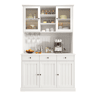 Aparador alto 120x40x191 cm - com portas de vidro, porta-copos, tomada e USB - branco