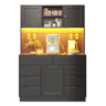 Armário alto moderno 120×40×183,5 cm - LED, 8 gavetas, USB, prateleiras ajustáveis - Preto