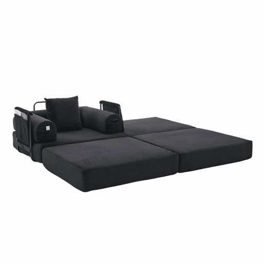 Sofá-cama individual de 1 lugar - design ergonómico, estrutura metálica resistente, almofada incluída - preto