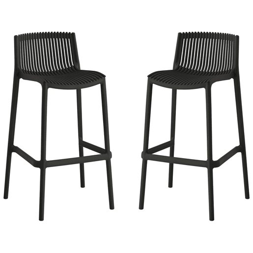 Conjunto de 2 cadeiras altas empilháveis de plástico > - Preto