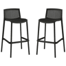 Conjunto de 2 cadeiras altas empilháveis de plástico > - Preto