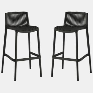 Conjunto de 2 cadeiras altas empilháveis de plástico > - Preto