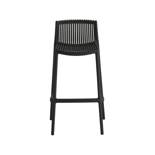Conjunto de 2 cadeiras altas empilháveis de plástico > - Preto
