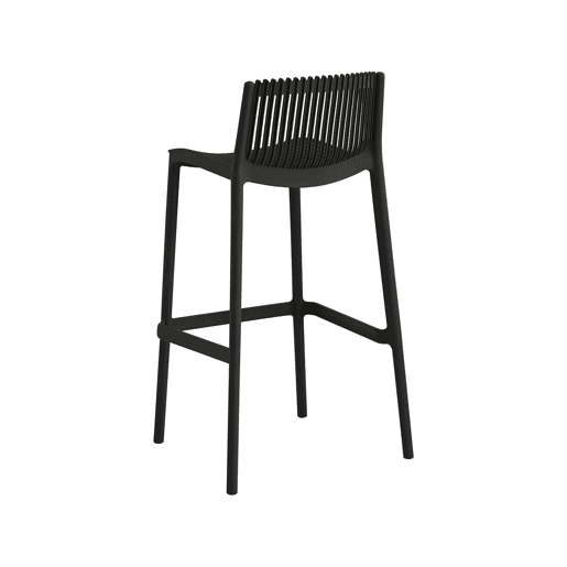 Conjunto de 2 cadeiras altas empilháveis de plástico > - Preto