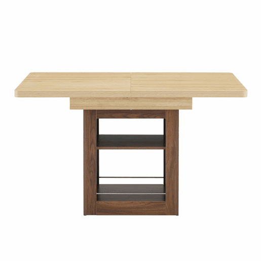 Mesa de jantar extensível 130160 cm - com espaço de arrumação, estrutura em MDF, para 4-8 pessoas - cor madeira naturalnogueira