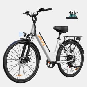 Bicicleta Elétrica URLIFE E26 - Motor 250W Bateria 48V10.4Ah Pneus 26 polegadasTravões de disco - Branco