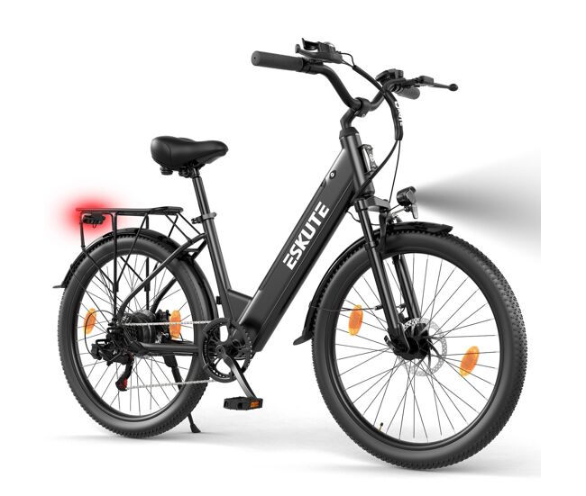Bicicleta eléctrica eskute c100 plus 250w 36v 13ah e-bike negra