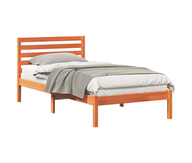 Estructura de cama simple para adultos con cabecera - marrón cera 90 x 200 cm