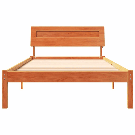 Estrutura de cama de solteiro para adultos com Cabeceira - Marrom Cera 100 x 200 cm
