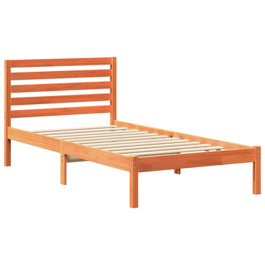 Estrutura de cama de solteiro moderno com cabeceira - Marrom Cera 90 x 190 cm