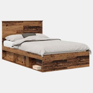Estrutura de cama de casal com cabeceira - Madeira antiga 120 x 200 cm