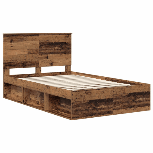 Estrutura de cama de casal com cabeceira - Madeira antiga 120 x 200 cm
