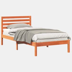 Estrutura de cama de solteiro moderno com cabeceira - Marrom Cera 80 x 200 cm