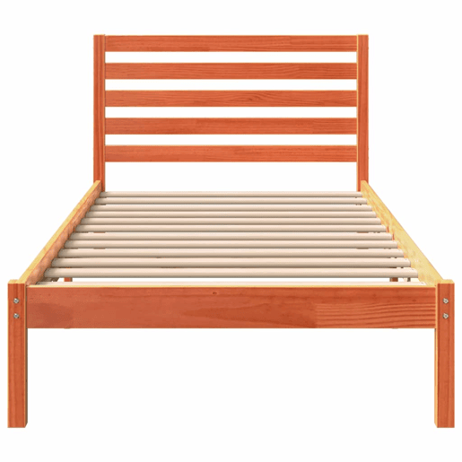 Estrutura de cama de solteiro moderno com cabeceira - Marrom Cera 80 x 200 cm