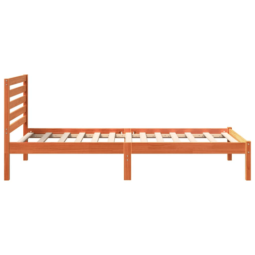Estrutura de cama de solteiro moderno com cabeceira - Marrom Cera 80 x 200 cm