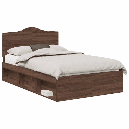 Estrutura da Cama de casal moderno com cabeceira Carvalho Marrom 120 x 200 cm