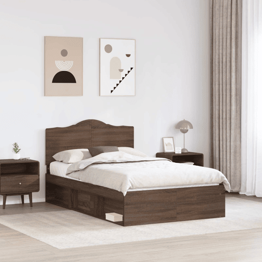 Estrutura da Cama de casal moderno com cabeceira Carvalho Marrom 120 x 200 cm