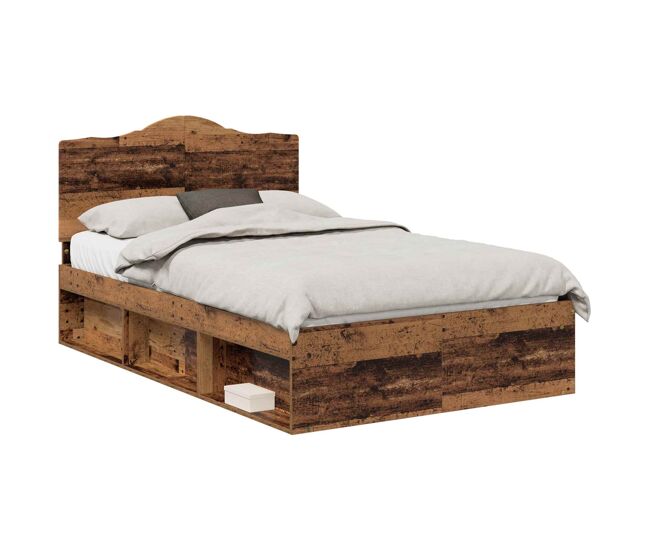 Estructura de cama matrimonial comodidad con cabecera - madera vieja 120 x 200 cm