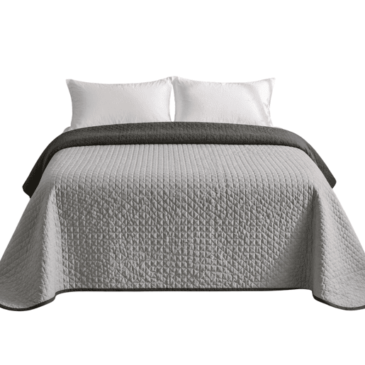Colcha Reversível Bicolor CinzaAntracite Cama 150cm Donegal Collections